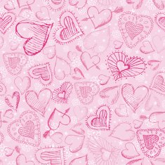 pink background with scribble hearts