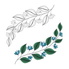 Original Decorative Leaf with Ornament (Vector) N17