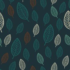 Dark stylish seamless pattern with textured leaves