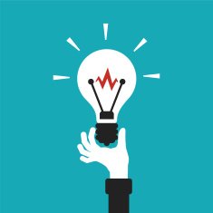 Light bulb in hand vector concept flat cartoon style
