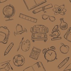 Vector Seamless Pattern of School Symbols Back to N19