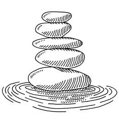 Zen Stones Water Ripples Drawing