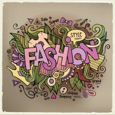Fashion hand lettering and doodles elements