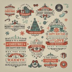 Hand Drawn Christmas Labels & Badges N5