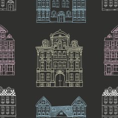 Old Styled Houses Seamless Pattern N4