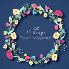circle flower background concept of retro style color