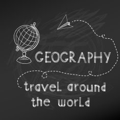 Back to School - Geography Sign on chalk board