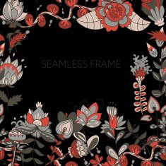 border with abstract hand-drawn flowers N10