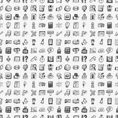 seamless doodle back to school element pattern background N4