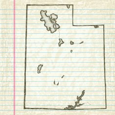 Vector Sketchy Map on Aged Lined Paper Background Utah