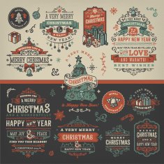 Hand Drawn Christmas Labels & Badges N6