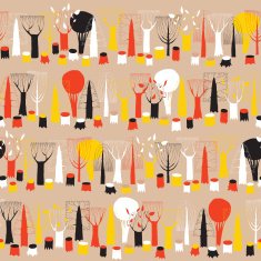 Trees seamless row pattern tapestry in colors