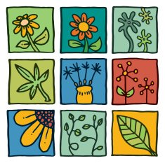 Flower and plant icon blocks