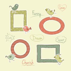 Vector frames with cartoon birds N2