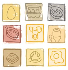 Retro style egg icon blocks
