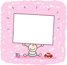 baby boy holding blank banner cartoon