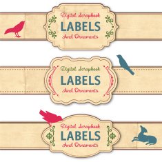 Grunge Paper Labels With Ornaments