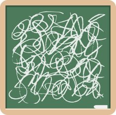 Green Blackboard Covered In Chalk Scribbling