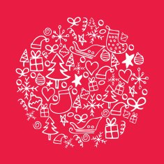 Hand drawn icons making up a festive Christmas background