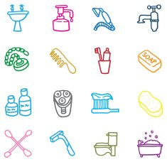 Bathroom doodle icon set
