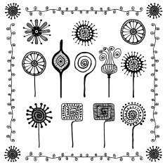 floral doodles ornaments