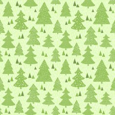 Seamless green pattern with hand drawn christmas trees
