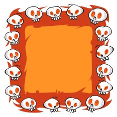 Cartoon Skulls Square Frame on White Background
