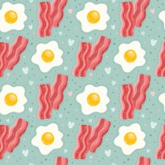 seamless breakfast food pattern with egg and bacon