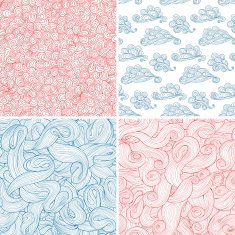 Set of waves and clouds seamless patterns N2