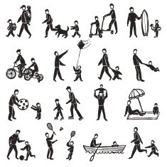 Family Activity Sketch Icon Set