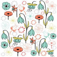 leaf & flower set 4 pastel color