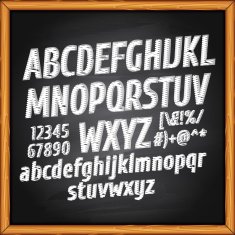 Lettering characters on chalkboard