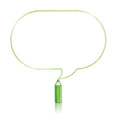 Green Pencil Drawing Oblong Speech Balloon