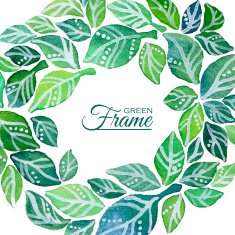 Decorative frame of watercolor leaves wreath