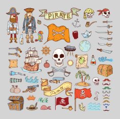 doodle pirate elememts vector illustration N5