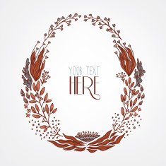 hand drawn forest wreath N6