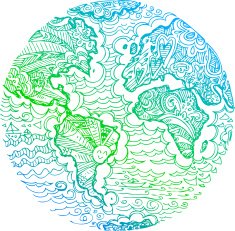 Planet earth green sketched doodle