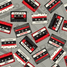 Retro Cassette seamless pattern 03