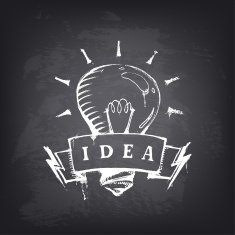 Hand drawn banner with light bulb N2