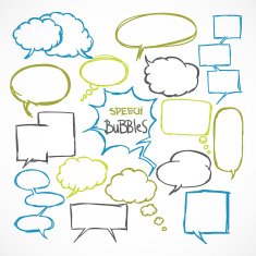 Doodle comic speech bubbles set