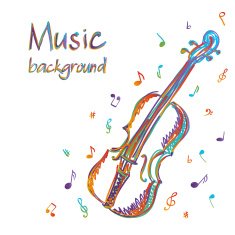 Violin music background with notes