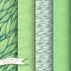 Decorative waves seamless patterns set N3