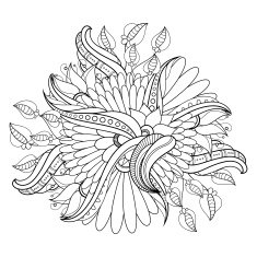 Vector Monochrome Background With Abstract Flowers N3