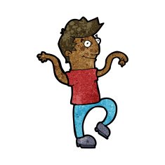 cartoon happy man doing funny dance N28