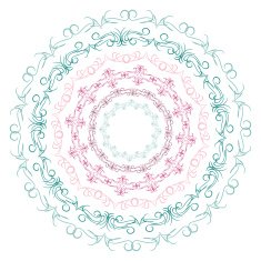 Vintage border elements blue pink on white background template