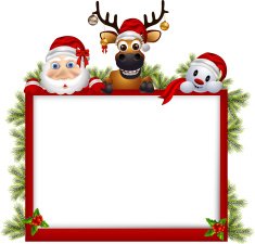 santa claus deer and snowman with blank sign