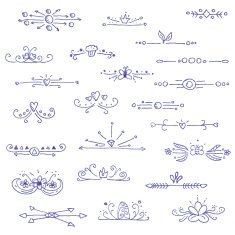 Big set of liner pen hand drawn vignette dividers