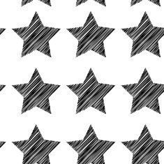 Sketch seamless pattern with stars Black stars on white background N2