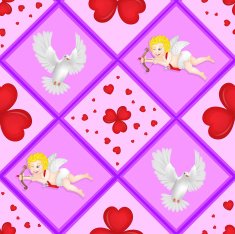 Pattern with cupid and pigeon