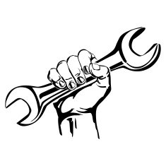 hand holding wrench vector